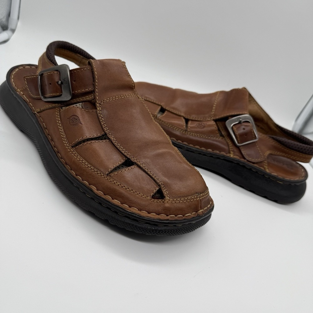 Born Sandals Mens 11M Brown‎ Leather Fisherman Comfort Slingback Buckle